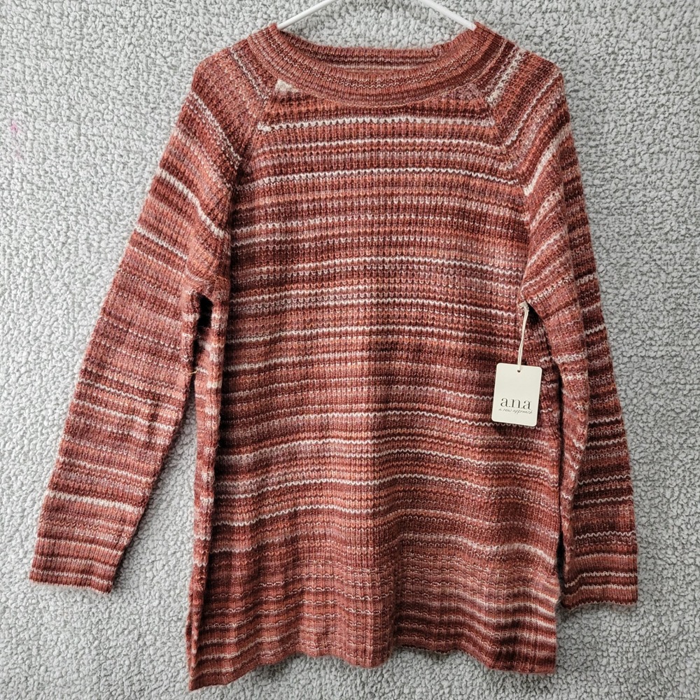 a.n.a A New Approach Womens Petite Large PL Space Dye Crew Neck Sweater NWT